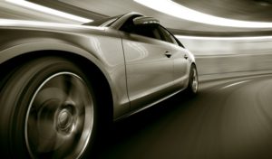 3d rendering of a brandless generic car with heavy motion blur