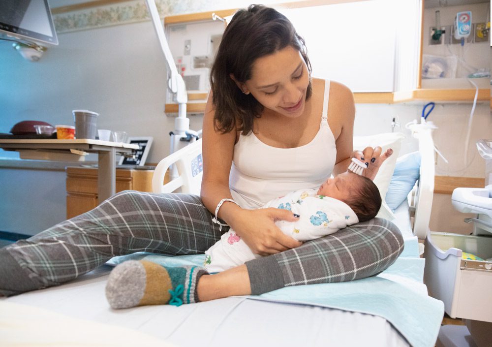 Baby at hospital with mother