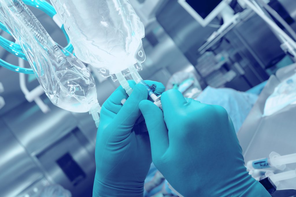 Medical IV Bag and Gloves