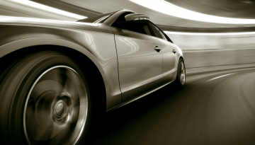 3d rendering of a brandless generic car with heavy motion blur